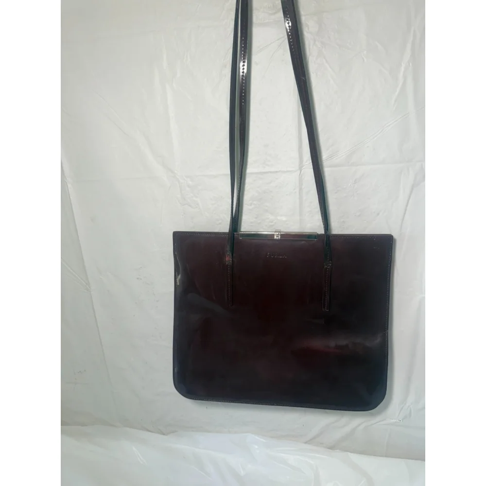 FURLA Patent Leather Shoulder Bag burgundy
